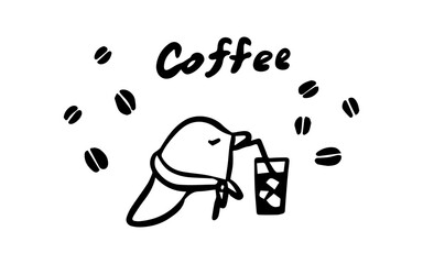 動物のドリンク挿絵（ペンギン・コーヒー）