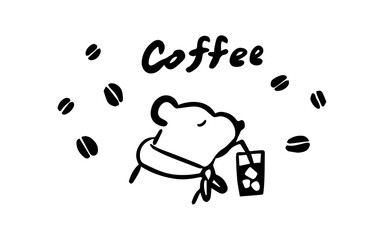 動物のドリンク挿絵（シロクマ・コーヒー）