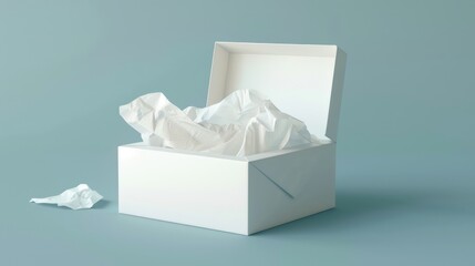 Opened Gift Box: An open gift box with tissue paper, positioned to allow for blank space around it for copy 