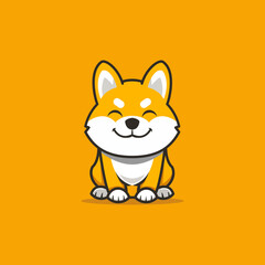 cute shiba inu cartoon character animal pet vector illustration template design