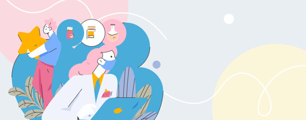 Medical characters fighting the epidemic flat vector concept operation hand drawn illustration
