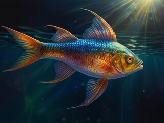 Fototapeta premium illustration of freshwater fish underwater