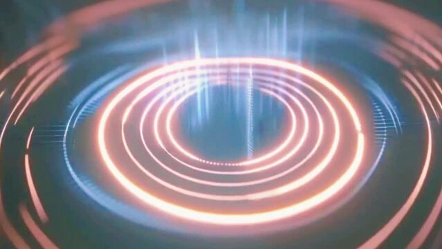 A circular equalizer resembling a galaxy, with sound waves causing stars to pulse and nebulae to shift colors in sync beat loop music audio background Animation Video