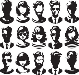 Set of vector avatar profile icon in silhouettes.