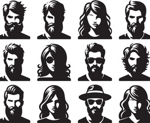 Set of vector avatar profile icon in silhouettes.