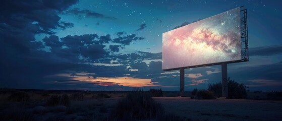 Beneath the starry expanse of the night sky, a blank mockup of professionalism stands, illuminated by the soft glow of moonlight.