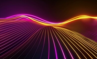 Abstract background with colorful neon light and glow lines on a dark black color