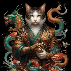 Obraz premium cute cat, vector, editing
