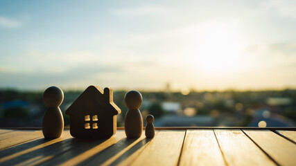 Family, house model, Security protection and health insurance. The concept of family home,...