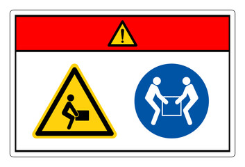 Danger Lift Hazard Use Two Person Lift Symbol Sign, Vector Illustration, Isolate On White Background Label. EPS10