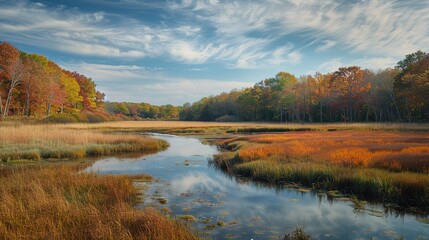 Fototapeta premium View of a Fall Marsh
