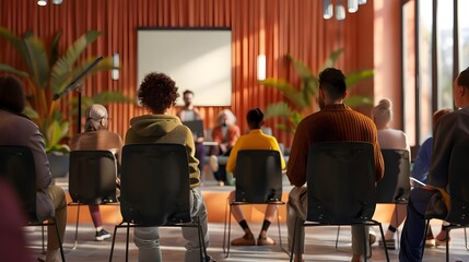 Obraz premium Auditorium with Rows of Chairs for Audience at Event or Gathering