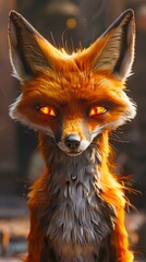 Obraz premium Captivating Crimson Fox Glaring in Autumn Forest