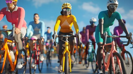 Fototapeta premium Cyclists Competing in a Vibrant Outdoor Cycling Event