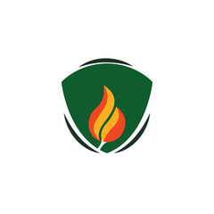 fire shield logo vector design.