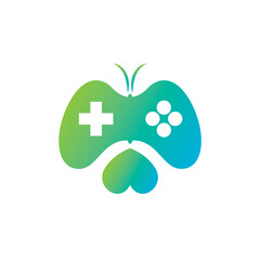 butterfly game logo design vector.