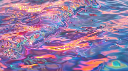 abstract iridescent water surface texture, close up, wallpaper. Surreal art, aquatic pattern