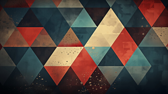 Retro colorful triangle geometric background