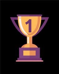 winner #1 trophy number one winner's golden shine winner's circle brand new award sweepstakes winning sharp purple handle blank name plate trophy transparent single icon generative ai