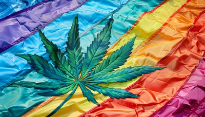 Cannabis Leaf Colorful Abstract Rainbow Vibrant Pride