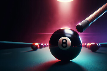 A pool ball elegantly positioned atop a pool table, creating a teasing and festive ambiance suitable for the holiday season. 