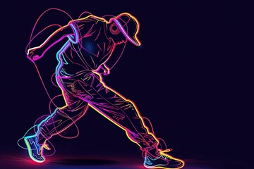 Neon line style dancer performing hip hop