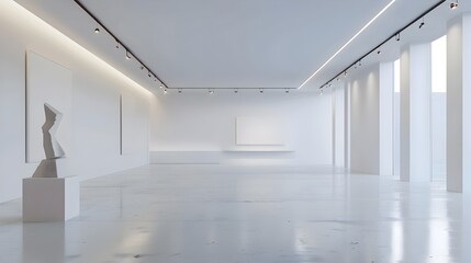 Bright and Minimal Art Gallery Exhibition Space with Geometric Architecture