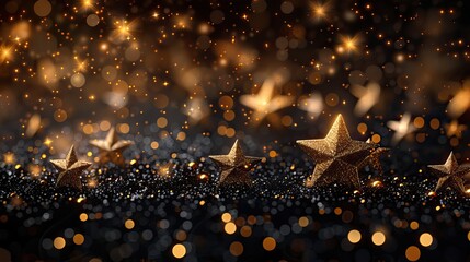 A classic black and gold theme with stars and ample space for celebratory text. - Event decoration background