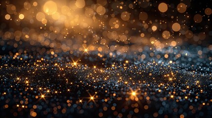 Naklejka premium A classic black and gold theme with stars and ample space for writing. - Event decoration background
