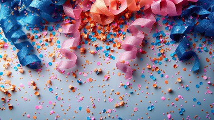 A festive backdrop with colorful streamers and a blank area in the middle for text. - Event decoration background