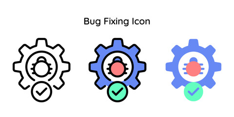 Bug fixing icon related to maintenance, setting, internet, security.