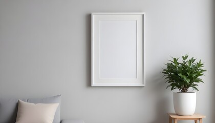 Modern minimalist home decor: simple white frame on a wall
