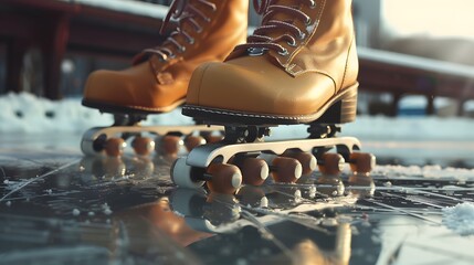Closeup retro rolling skates on isolated background - Powered by Adobe