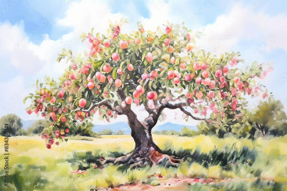 Sticker apple tree in spring