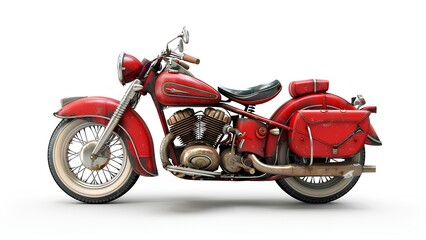 Obraz premium vintage red motorcycle isolated on white