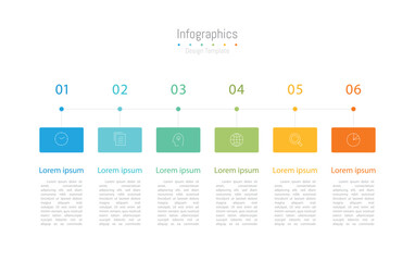 Infographic 6 options design elements for your business data. Vector Illustration.