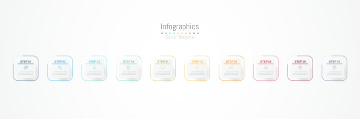 Infographic 10 options design elements for your business data. Vector Illustration.