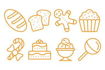 Bakery. consisting of, bread, birthday cake, chocolate, pudding etc. Great for food and drinks, cafes restaurants, retail shops etc