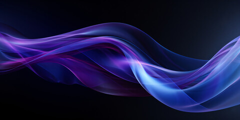 Abstract Blue and Purple Wave with Glowing Light for Technology or Science Concept, with copy space text for Website or Presentation
