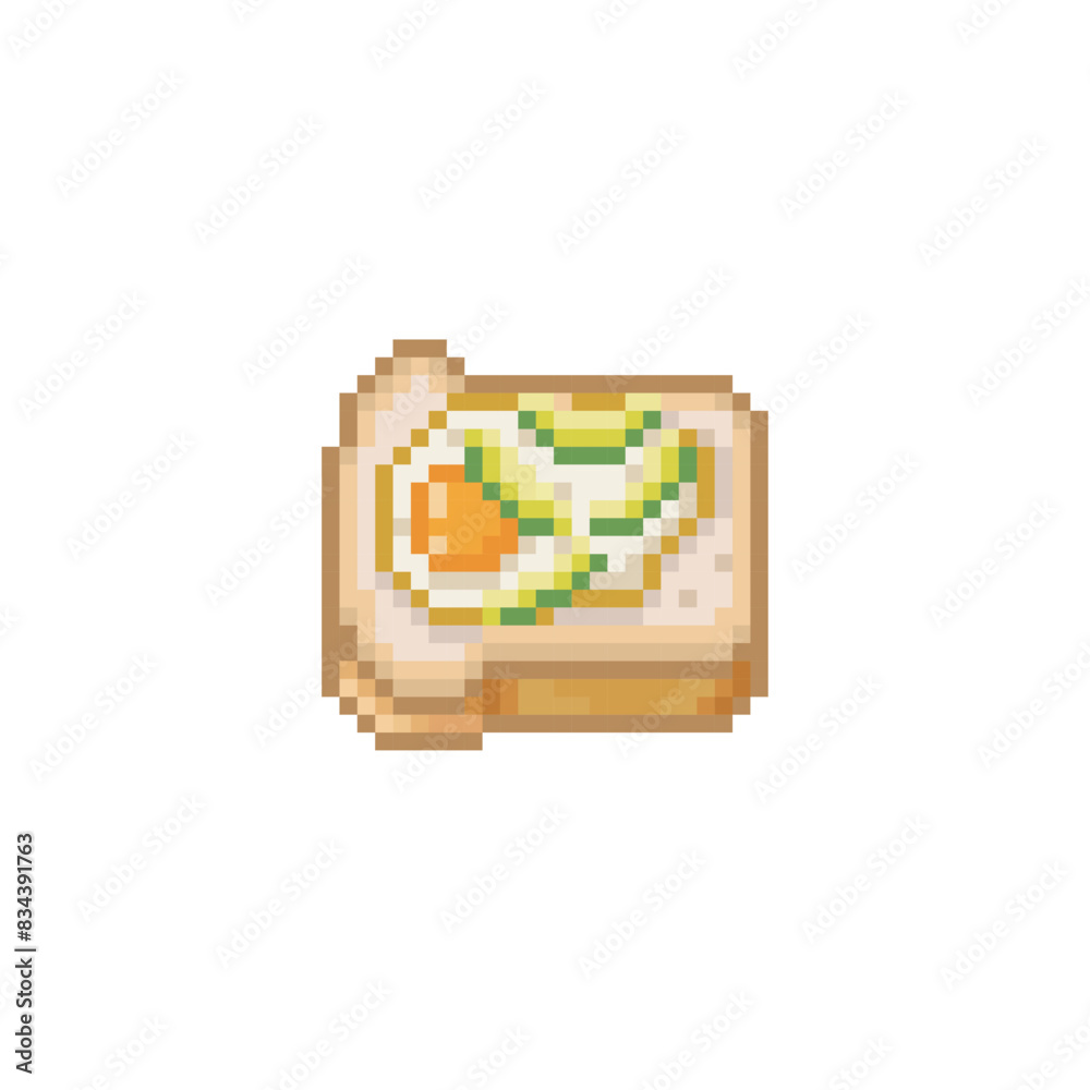 Wall mural toast with egg and avocado, pixel art food