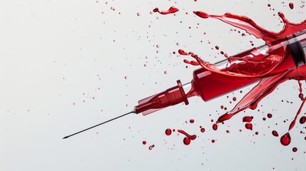 Syringe with blood splattered