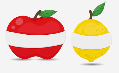 fruit apple and lemonade with blank text space banner