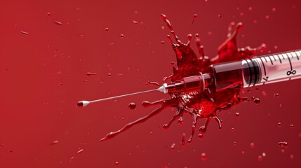 Syringe with blood splattered