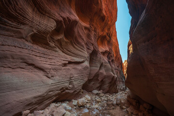 Buckskin slot canyon with blue sky, Kanab Utah