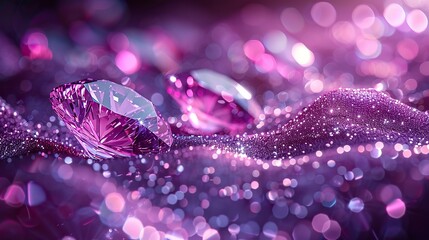 Fototapeta premium A luxurious purple background with diamonds and twinkling lights, leaving room for text. - Event decoration background