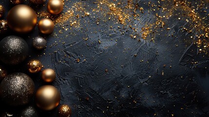 Naklejka premium A modern black and gold theme with blank space in the middle for celebratory text. - Event decoration background