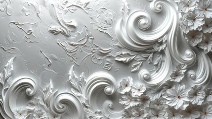 A modern silver background with elegant curls and blank space in the middle. - Event decoration background