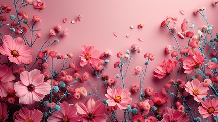 A pastel pink background with delicate flowers and a clear section for celebratory messages. - Event decoration background