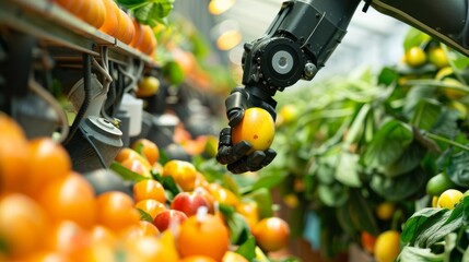 A robotic picker carefully harvests ripe produce using computer vision to identify and selectively pick the perfect fruits and vegetables.