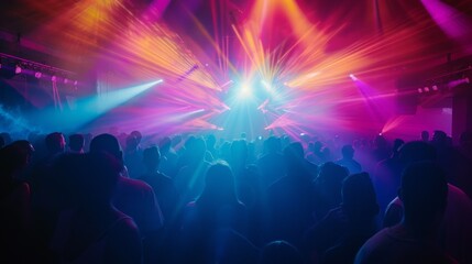 Dancing in a nightclub with laser show

